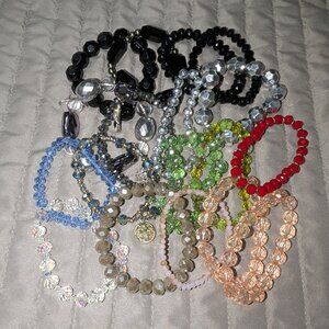 $3 with Bundle ~ Mixed Faceted Bead Bracelet Lot 5692